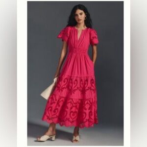 Anthropologie The Somerset Maxi Dress Cutwork Edition
